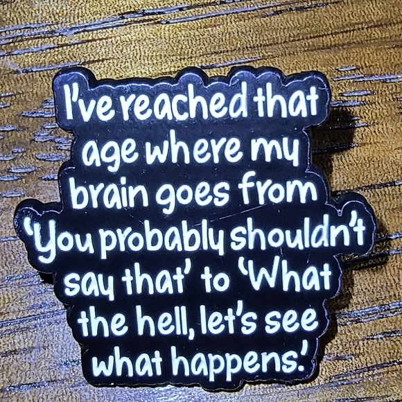 Women’s Jewelry Unique Black and White Text Funny Quote Enamel Pin Brooch - Picture 1 of 2